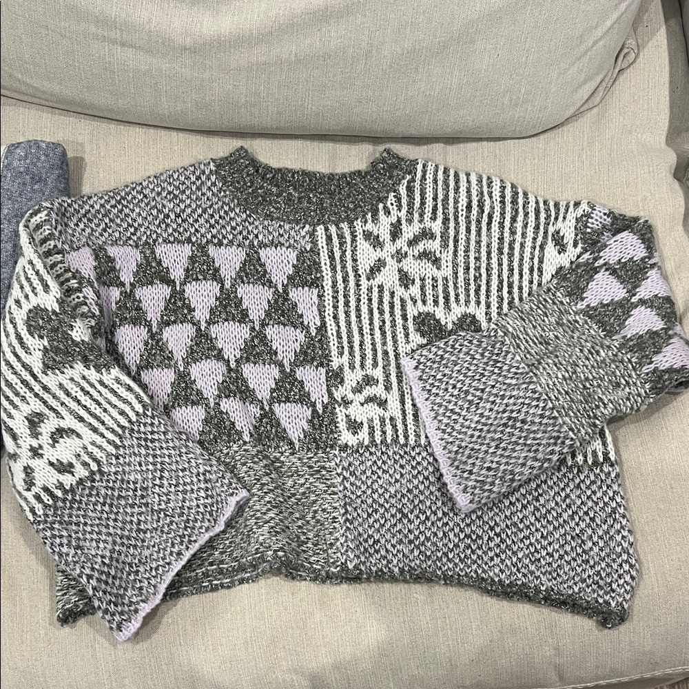 Sincerely Jules Black and Purple Patchwork Sweater